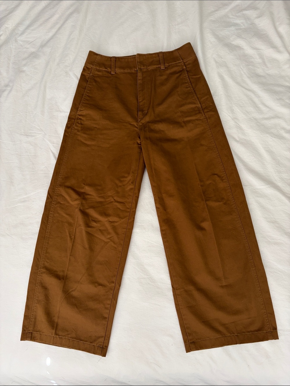 Uniqlo barrel pants women’s wide leg trousers gold yellow brown size 5 small
